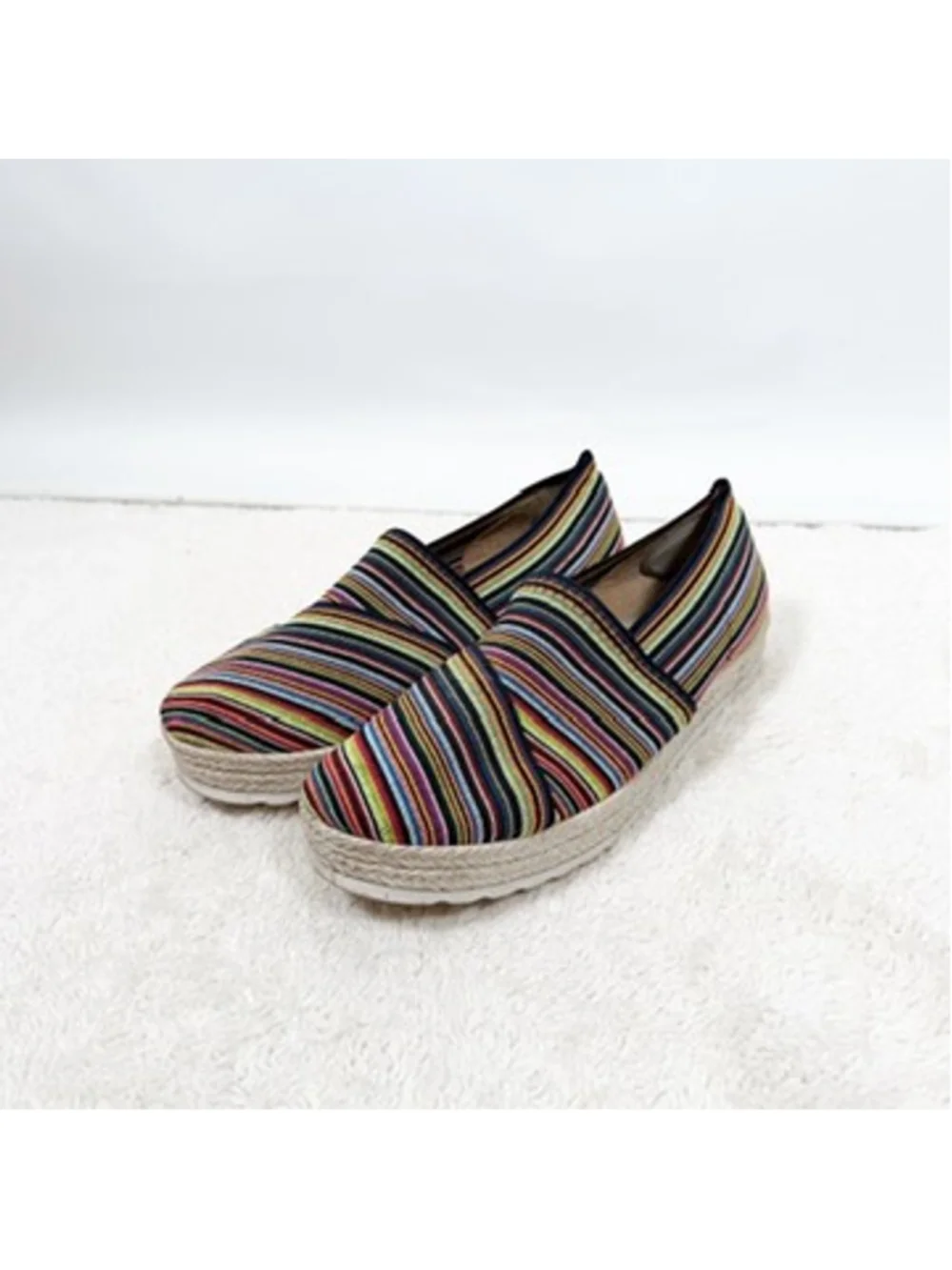 Charleston Shoe Co Delray Multicolor Stripe Espadrille Slip-On Shoes Size 40 9.5